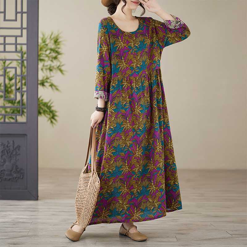 Printed Loose Thin Large Size Long-sleeved Middle-aged and Elderly Mom Long Dresses 3XL
Printed Loose Thin Large Size Long-sleeved Middle-aged and Elderly Mom Long Dresses 3XL