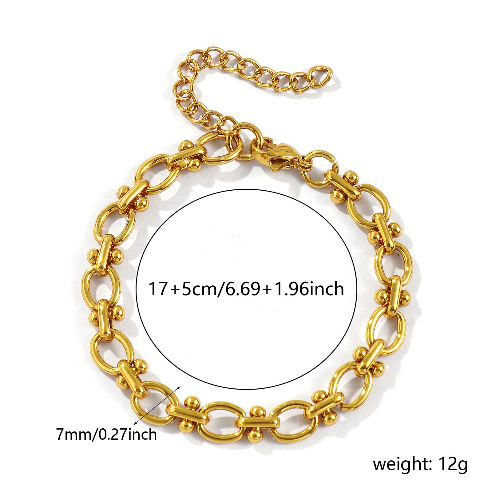 1 Piece 18K Gold Plated Bracelet 304 Stainless Steel Handmade Oval Link Chain Bracelets Hip-Hop Punk For Women Gift 17cm long
1 Piece 18K Gold Plated Bracelet 304 Stainless Steel Handmade Oval Link Chain Bracelets Hip-Hop Punk For Women Gift 17cm long