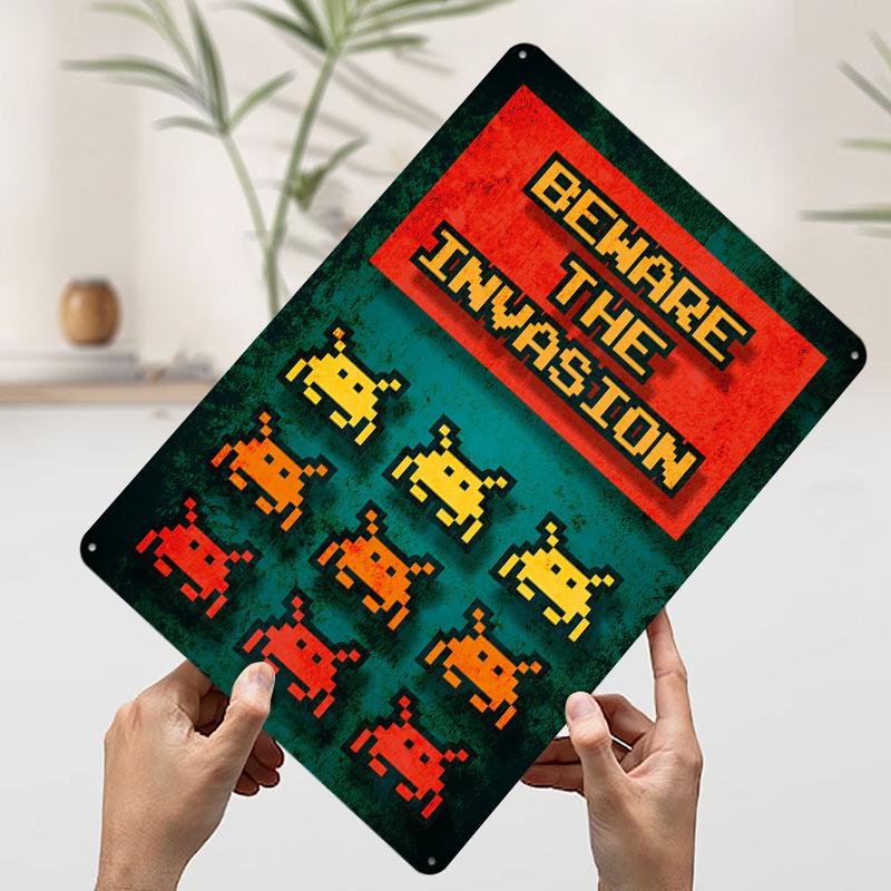 Space Invaders Warning Tin Plaque Poster Customized Wall Art Retro Vintage Metal Signs for Man Cave Decoration At Home Wand Deko 7.9x11.8In(20x30cm)
Space Invaders Warning Tin Plaque Poster Customized Wall Art Retro Vintage Metal Signs for Man Cave Decoration At Home Wand Deko 7.9x11.8In(20x30cm)