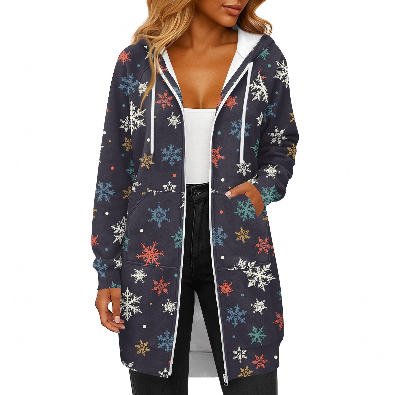 Женская модная рождественская толстовка с длинными рукавами, капюшоном на кулиске, карманом на молнии, длинная, повседневная L
Женская модная рождественская толстовка с длинными рукавами, капюшоном на кулиске, карманом на молнии, длинная, повседневная L