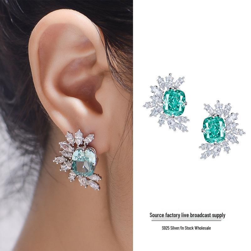 Paraiba High-Carbon Diamond Cushion Cut Ice Flower 18K Gold Plated Sterling Silver Stud Earrings
Paraiba High-Carbon Diamond Cushion Cut Ice Flower 18K Gold Plated Sterling Silver Stud Earrings