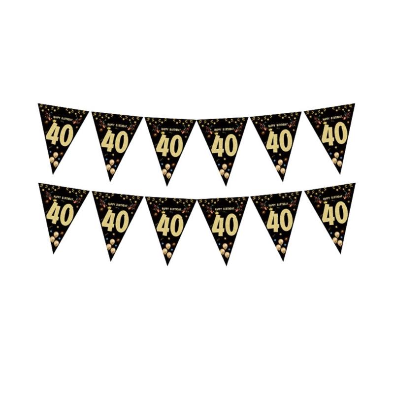 Birthday Party Triangular Pennant Hanging Ornament Black Gold Bunting for Birthday Celebration Party Decoration
Birthday Party Triangular Pennant Hanging Ornament Black Gold Bunting for Birthday Celebration Party Decoration