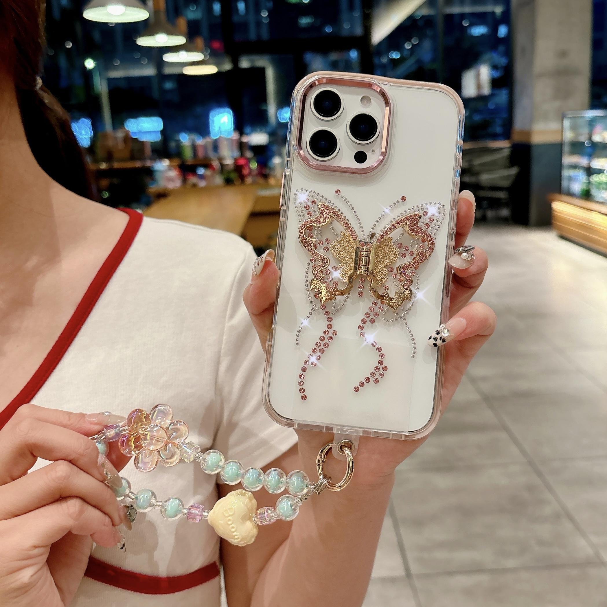 For iPhone 16 Pro Max Case with Strap Butterfly Kickstand TPU+PC Shockproof Phone Cover Pink
For iPhone 16 Pro Max Case with Strap Butterfly Kickstand TPU+PC Shockproof Phone Cover Pink