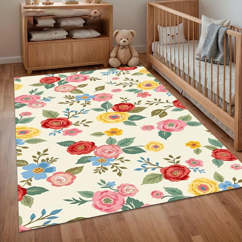 Cream Area Rug with Vibrant Floral Patterns and Green Leaves for Cheerful Nursery Living Room and Bedroom Home Decor 40X60cm
Cream Area Rug with Vibrant Floral Patterns and Green Leaves for Cheerful Nursery Living Room and Bedroom Home Decor 40X60cm