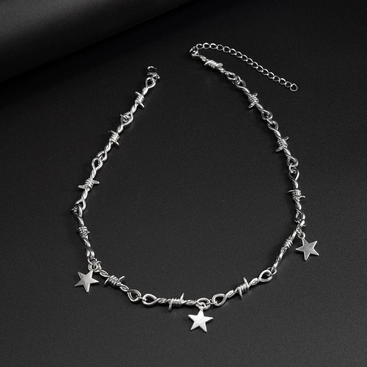 Hip Hop Personality Sliver Color Star Tassel Pendant Thorns Knot Chains Necklace for Women Men Fashion Y2k Collar Chain Jewelry
Hip Hop Personality Sliver Color Star Tassel Pendant Thorns Knot Chains Necklace for Women Men Fashion Y2k Collar Chain Jewelry