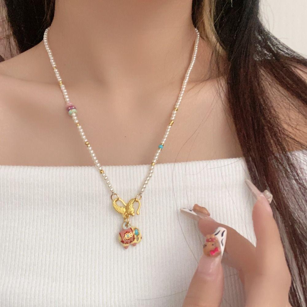 Lucky Bohemian Elephant Necklaces Pearl Choker Necklace Fashion Beads Chain Necklaces Beach
Lucky Bohemian Elephant Necklaces Pearl Choker Necklace Fashion Beads Chain Necklaces Beach