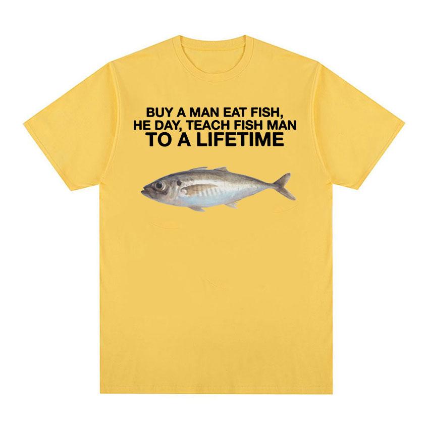 Купите футболки с забавными мемами «A Man Eat Fish, He Day, Teach Fish Man, To A Lifetime Meme», мужская повседневная футболка большого размера из 100% хлопка с круглым вырезом
Купите футболки с забавными мемами «A Man Eat Fish, He Day, Teach Fish Man, To A Lifetime Meme», мужская повседневная футболка большого размера из 100% хлопка с круглым вырезом