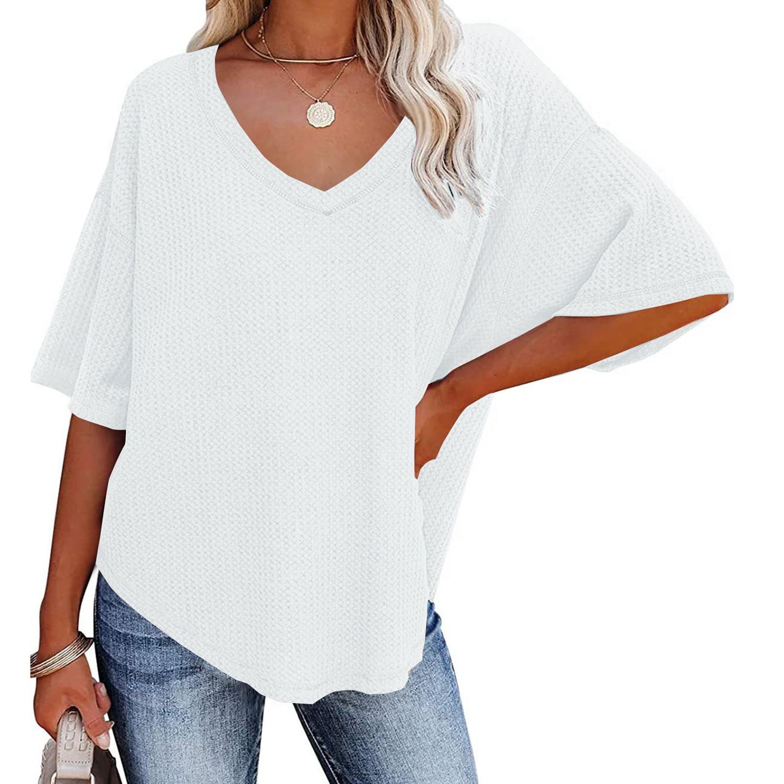 Женская мода с v-образным вырезом, вязаная свободная однотонная повседневная футболка со средним рукавом, топ XL белый
Женская мода с v-образным вырезом, вязаная свободная однотонная повседневная футболка со средним рукавом, топ XL белый