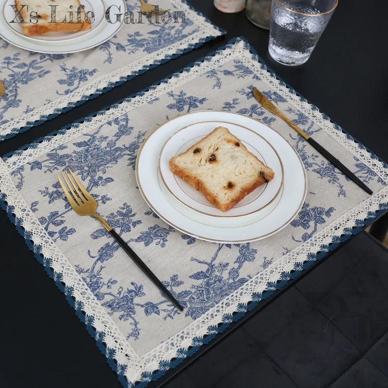 French Pastoral Cloth Placemat Waterproof Modern Simple Table Mat Coffee Table Plate Pad Blue Floral Cotton Fabric Home Decor 30x40cm
French Pastoral Cloth Placemat Waterproof Modern Simple Table Mat Coffee Table Plate Pad Blue Floral Cotton Fabric Home Decor 30x40cm