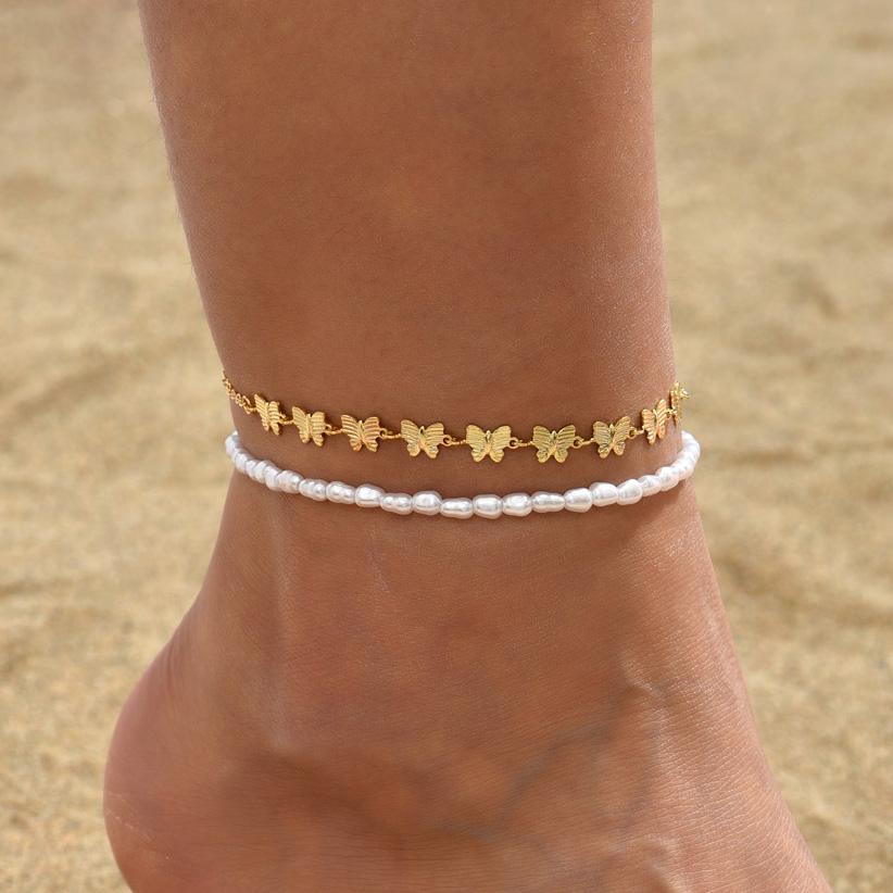 Bohemian Simulated Pearl Chain Anklet Bracelet for Women Double Layer Gold Color Butterfly Anklets Summer on Foot Zircon
Bohemian Simulated Pearl Chain Anklet Bracelet for Women Double Layer Gold Color Butterfly Anklets Summer on Foot Zircon
