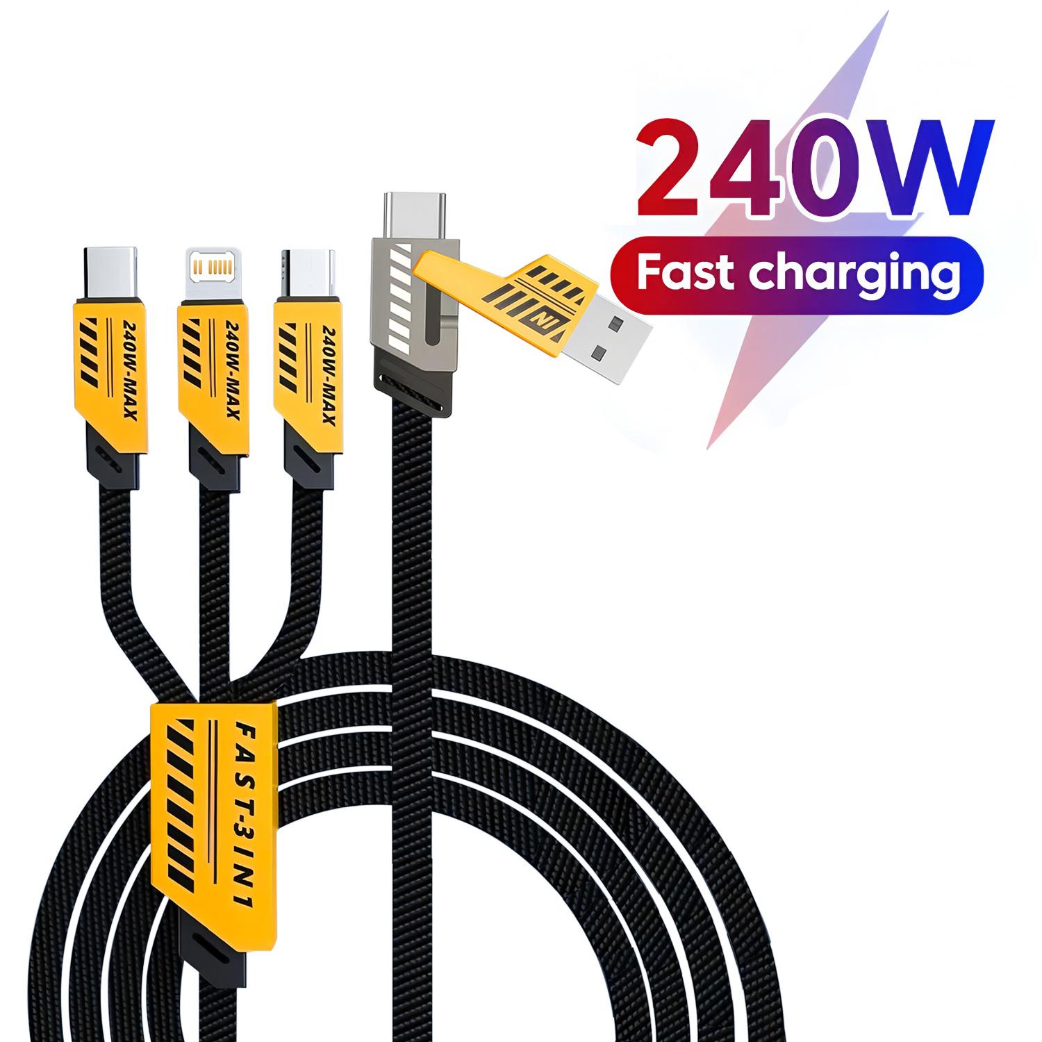 3 In 2 240W Fast Charge Cable Micro USB TypeC Mobile Phone Data Cable For iPhone Huawei Xiaomi Redmi Samsung Charging Cable чорний
3 In 2 240W Fast Charge Cable Micro USB TypeC Mobile Phone Data Cable For iPhone Huawei Xiaomi Redmi Samsung Charging Cable чорний