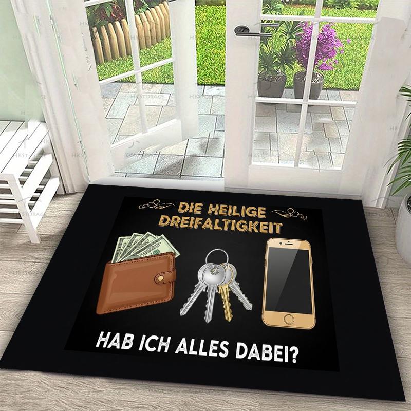 German Humorous HolyTrinityRug Wallet Keys Phone Entryway Doormat NonSlip Easy Clean Quirky Decor Carpet for Living Room Bedroom 40X60cm
German Humorous HolyTrinityRug Wallet Keys Phone Entryway Doormat NonSlip Easy Clean Quirky Decor Carpet for Living Room Bedroom 40X60cm