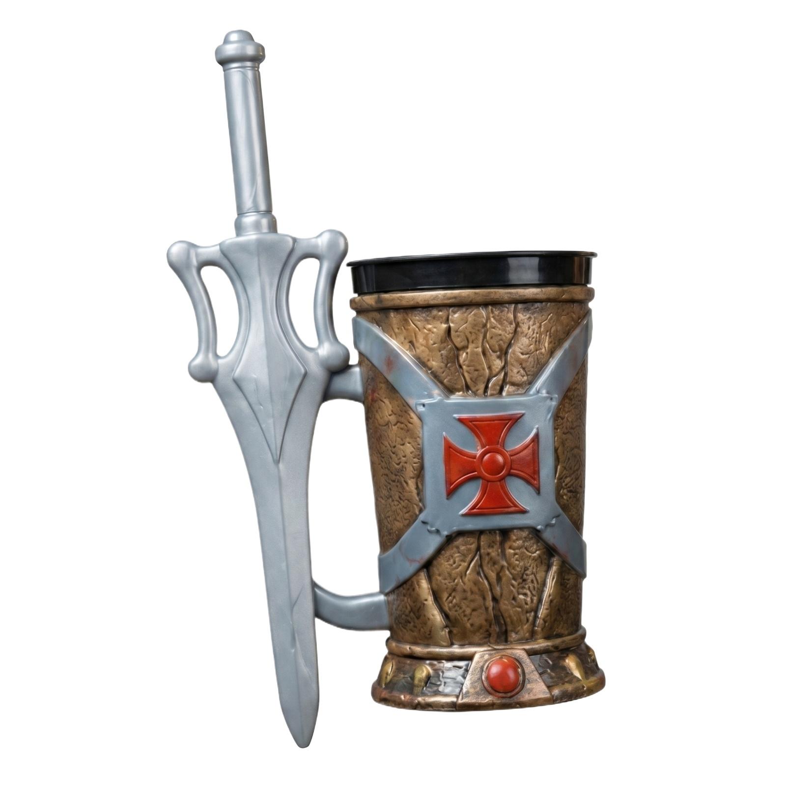 Medieval Style Sword Handle Mug with Textured Barrel and Cross Emblem Design Durable Resin Material Collectible Drinkware for Home Office One Size
Medieval Style Sword Handle Mug with Textured Barrel and Cross Emblem Design Durable Resin Material Collectible Drinkware for Home Office One Size