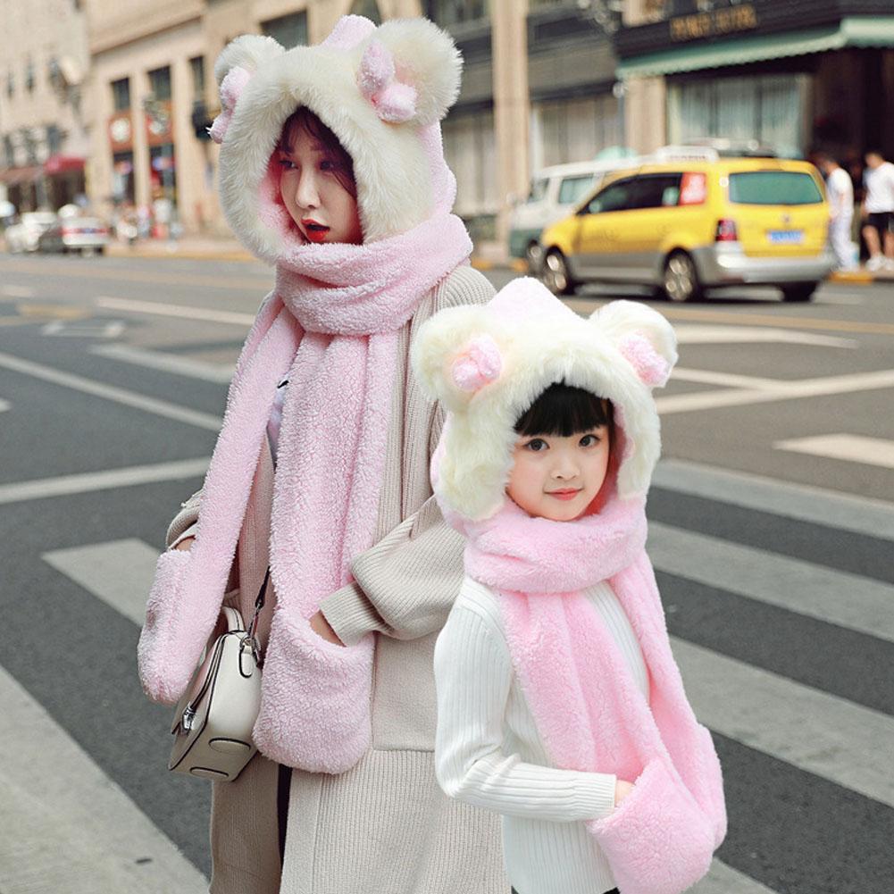 Winter Outdoor Warm Scarf Hat Gloves Sets Women Parent-child Sports Thicken Pink child#1
Winter Outdoor Warm Scarf Hat Gloves Sets Women Parent-child Sports Thicken Pink child#1