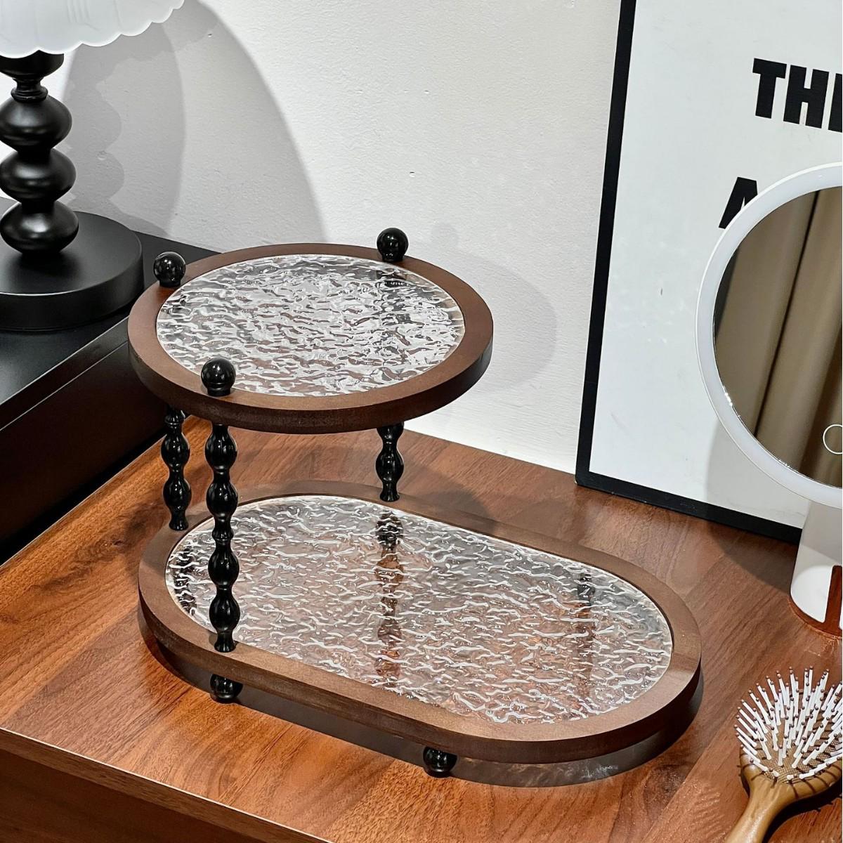 Vintage Light Luxury Acacia Wood Double-Layer Storage Rack for Home Countertop - Solid Wood Organizer for Cups & Cosmetics
Vintage Light Luxury Acacia Wood Double-Layer Storage Rack for Home Countertop - Solid Wood Organizer for Cups & Cosmetics