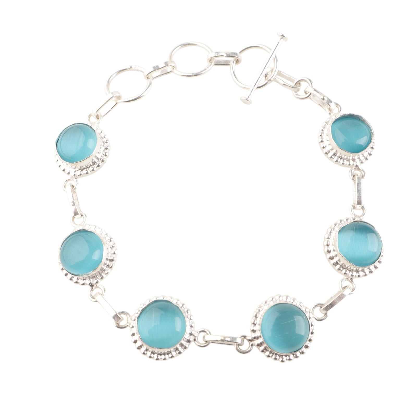 Natural Blue Cat s Eye Gemstone 925 Sterling Silver Handmade Bracelet For Women RB-9-34
Natural Blue Cat s Eye Gemstone 925 Sterling Silver Handmade Bracelet For Women RB-9-34