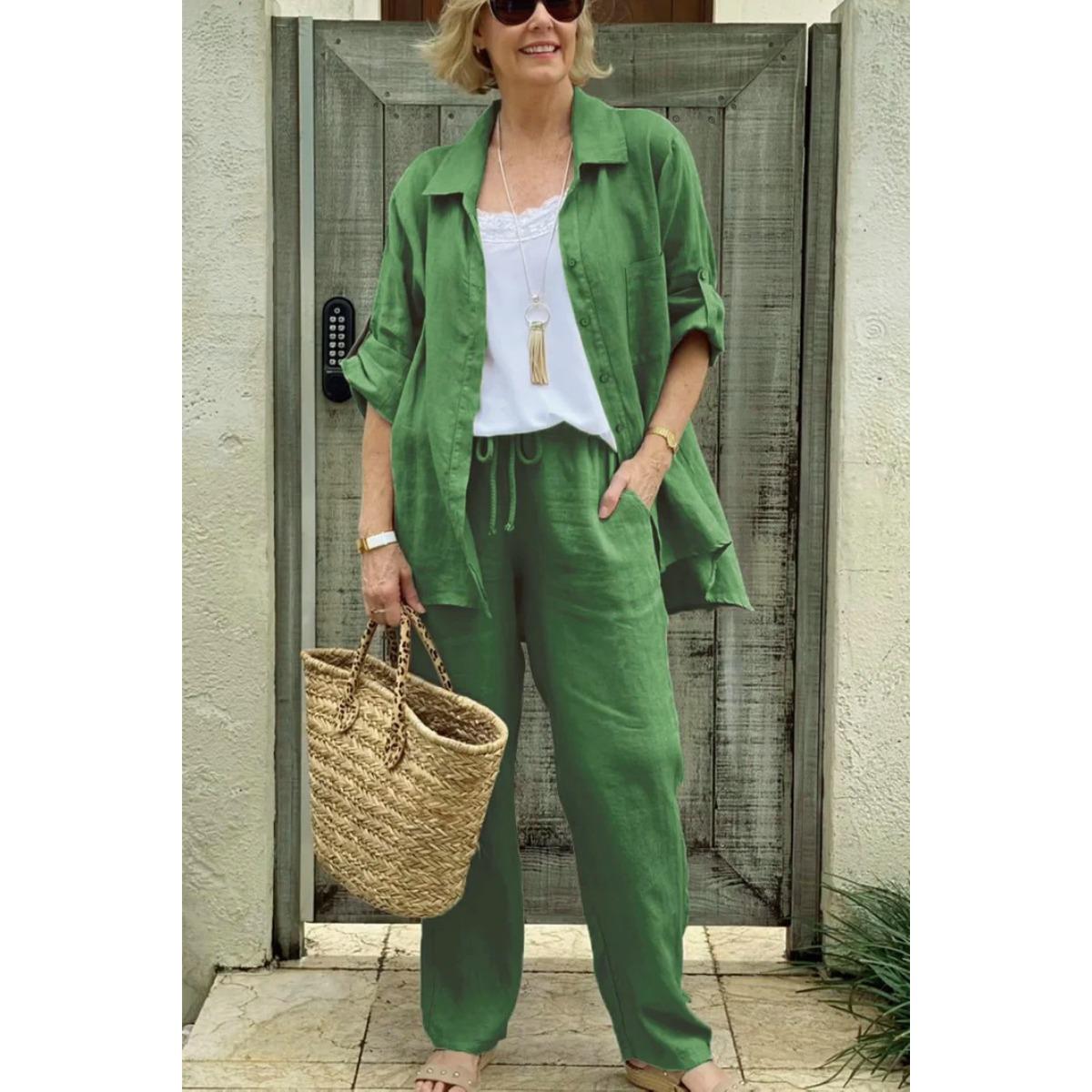 Весенне-осенняя новая женская одежда, модный повседневный дизайн, кардиган, топ, брюки прямого кроя, высококлассный костюм-двойка 5XL зелёный
Весенне-осенняя новая женская одежда, модный повседневный дизайн, кардиган, топ, брюки прямого кроя, высококлассный костюм-двойка 5XL зелёный