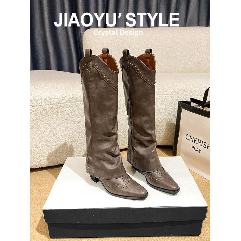 2025 новые кожаные ретро коричневые ковбойские сапоги в западном стиле, но до колена, сапоги-трубы с заклепками, короткие сапоги, остроносые рыцарские сапоги 40
2025 новые кожаные ретро коричневые ковбойские сапоги в западном стиле, но до колена, сапоги-трубы с заклепками, короткие сапоги, остроносые рыцарские сапоги 40