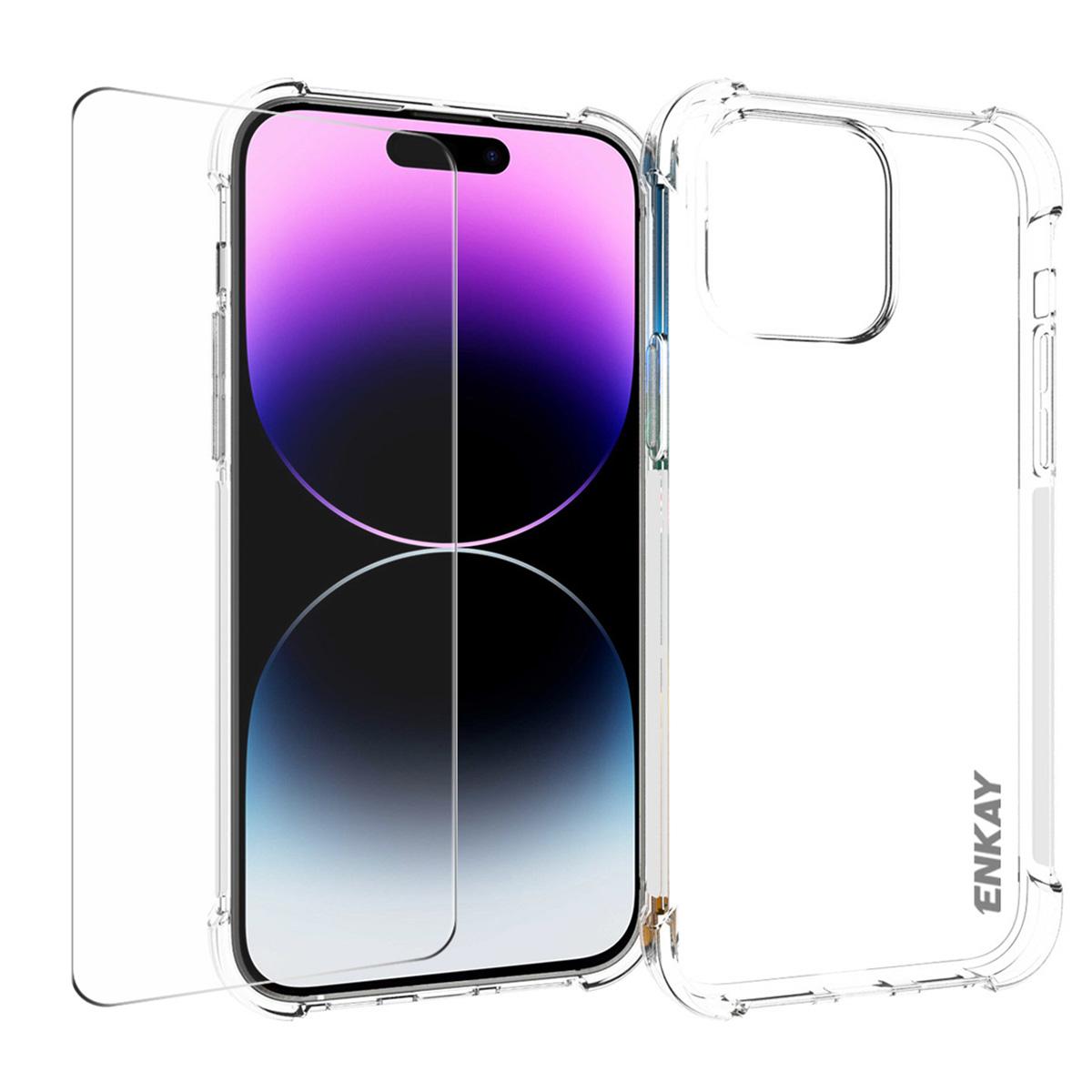 ENKAY HAT PRINCE For iPhone 15 Pro Max Clear TPU Phone Case with High Aluminium-silicon Glass Screen Film A
ENKAY HAT PRINCE For iPhone 15 Pro Max Clear TPU Phone Case with High Aluminium-silicon Glass Screen Film A