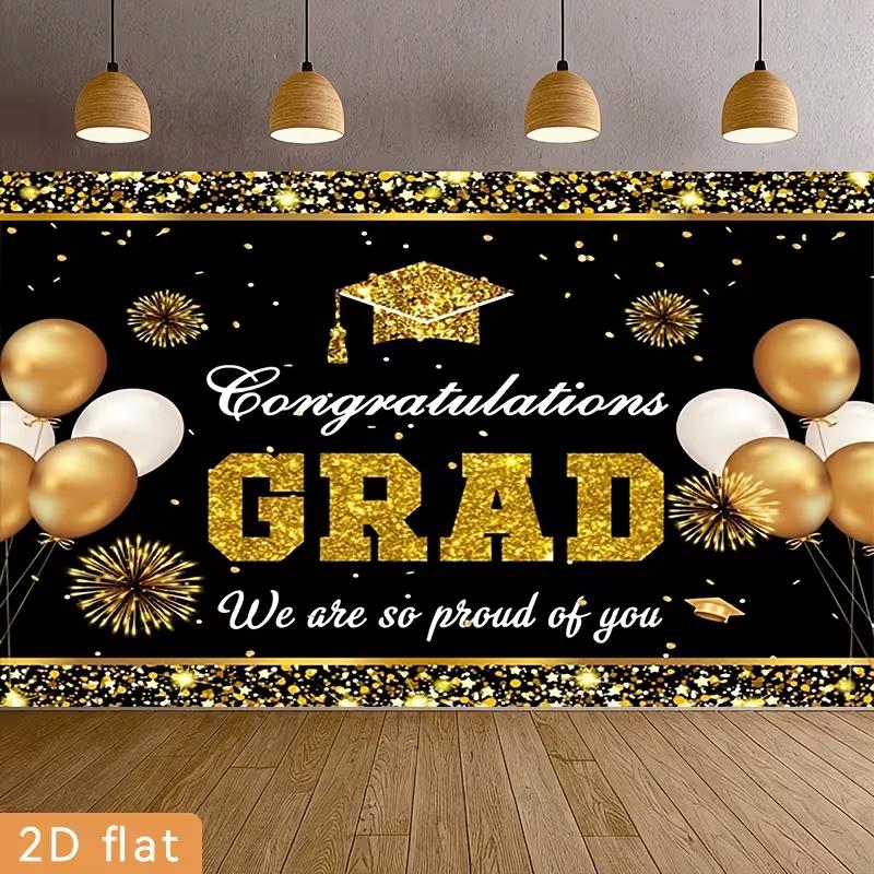 2D Congrats Grad Background, Black Gold Themed with We are so proud of you Party Backdrop 47.2x31.5inch/120*80cm
2D Congrats Grad Background, Black Gold Themed with We are so proud of you Party Backdrop 47.2x31.5inch/120*80cm