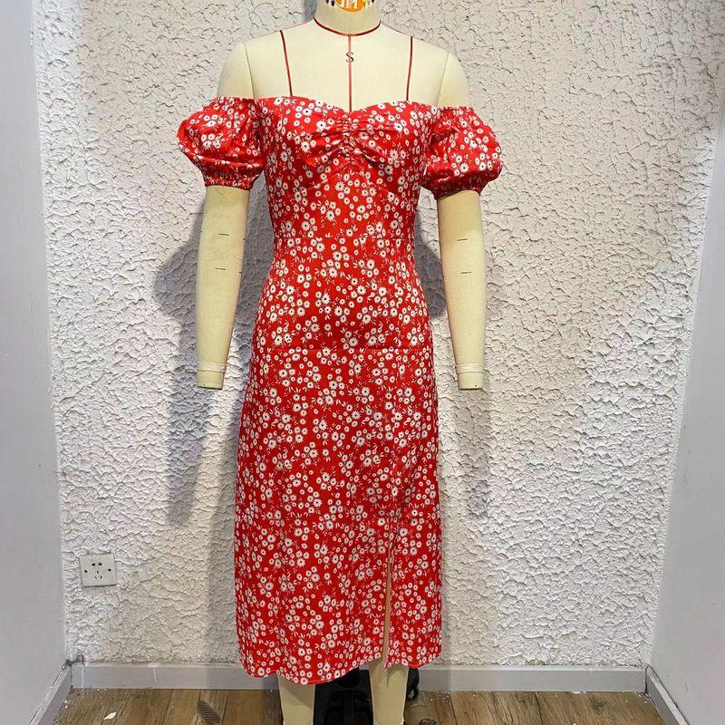 Fashion Style Slit off-Neck Floral Elegant Dress One Word Neck Slit Print Dress Red M
Fashion Style Slit off-Neck Floral Elegant Dress One Word Neck Slit Print Dress Red M