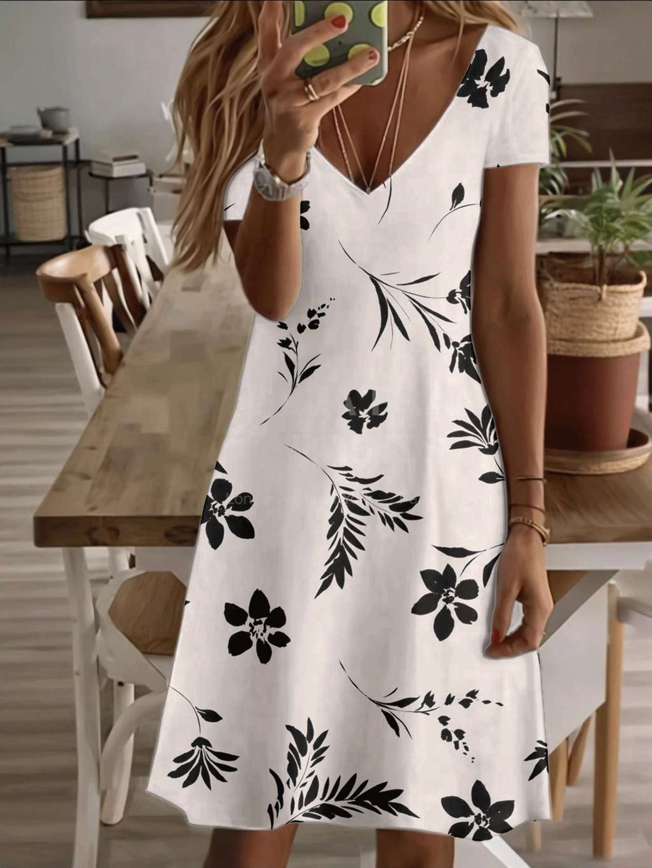 Vneck shortsleeve midi dress black floral leaf printed pattern 3D premium print durable casual fashion women’s summer lightweight elegant beach outfit 9XL дубильна кора
Vneck shortsleeve midi dress black floral leaf printed pattern 3D premium print durable casual fashion women’s summer lightweight elegant beach outfit 9XL дубильна кора