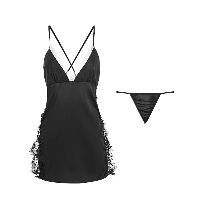 Women Sexy Sleepshirts Deep V Backless Suspender Sleeping Skirt Erotic Satin Lace Bilateral Slit Sleepshirts Lounge Clothing one size
Women Sexy Sleepshirts Deep V Backless Suspender Sleeping Skirt Erotic Satin Lace Bilateral Slit Sleepshirts Lounge Clothing one size