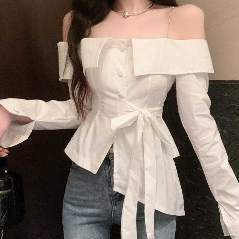 Женские сексуальные элегантные рубашки с открытыми плечами и шнуровкой, мода весна 2024, асимметричный дизайн, шикарные блузки, белые облегающие топы с длинным рукавом L белый
Женские сексуальные элегантные рубашки с открытыми плечами и шнуровкой, мода весна 2024, асимметричный дизайн, шикарные блузки, белые облегающие топы с длинным рукавом L белый