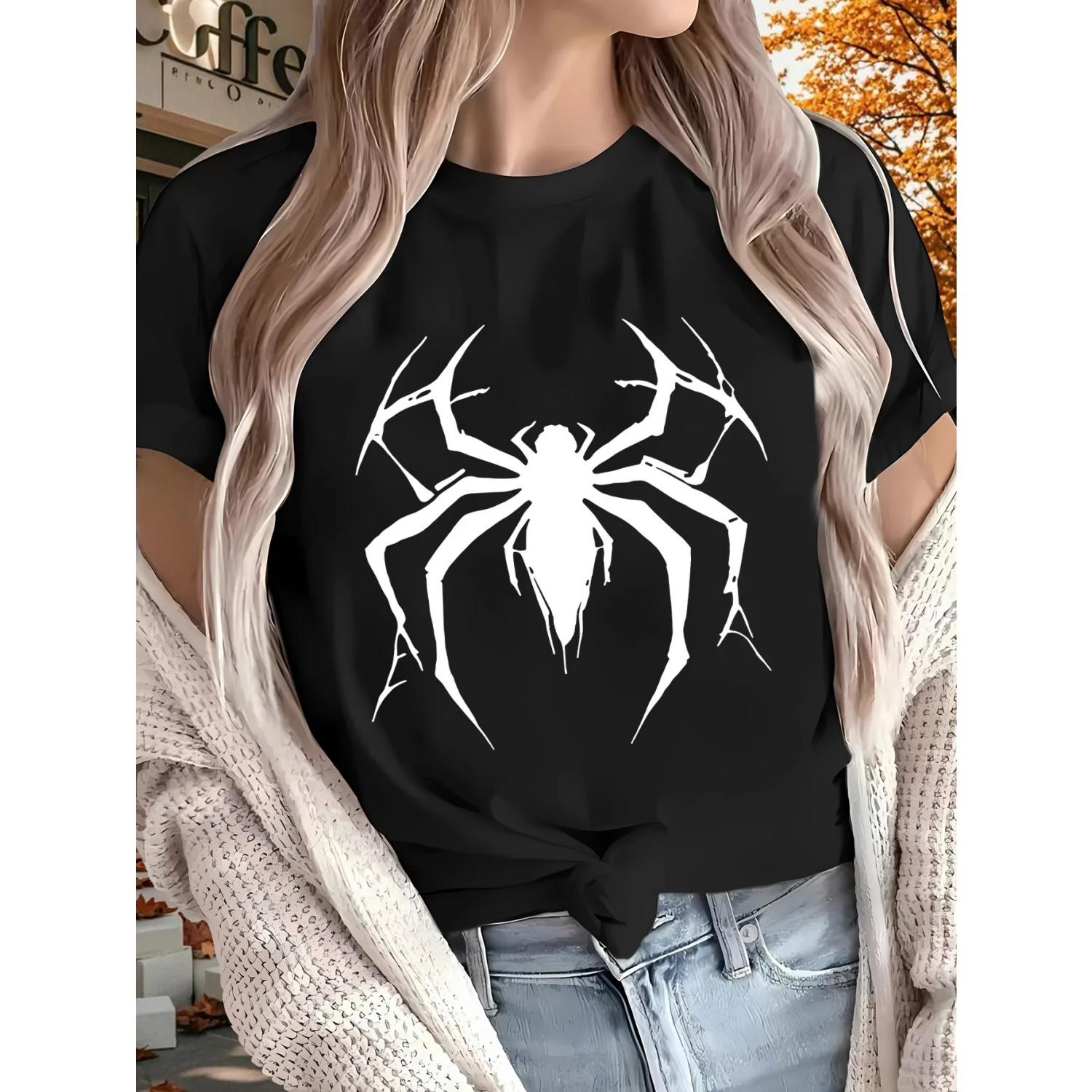 Spider silhouette print short-sleeved T-shirt casual and versatile style suitable for women s summer daily wear and going out S чёрный
Spider silhouette print short-sleeved T-shirt casual and versatile style suitable for women s summer daily wear and going out S чёрный