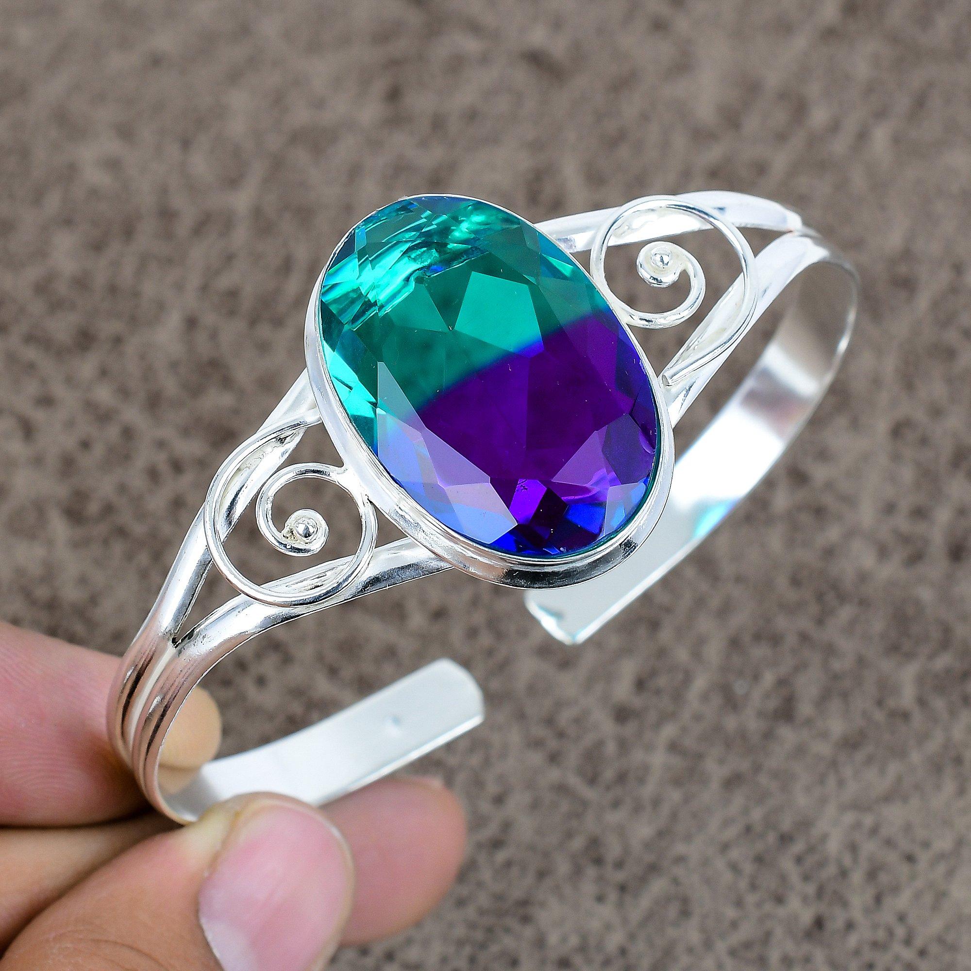 Bi-Color Tourmaline Gemstone 925 Sterling Silver Cuff Bangle Adjustable KKG-224
Bi-Color Tourmaline Gemstone 925 Sterling Silver Cuff Bangle Adjustable KKG-224