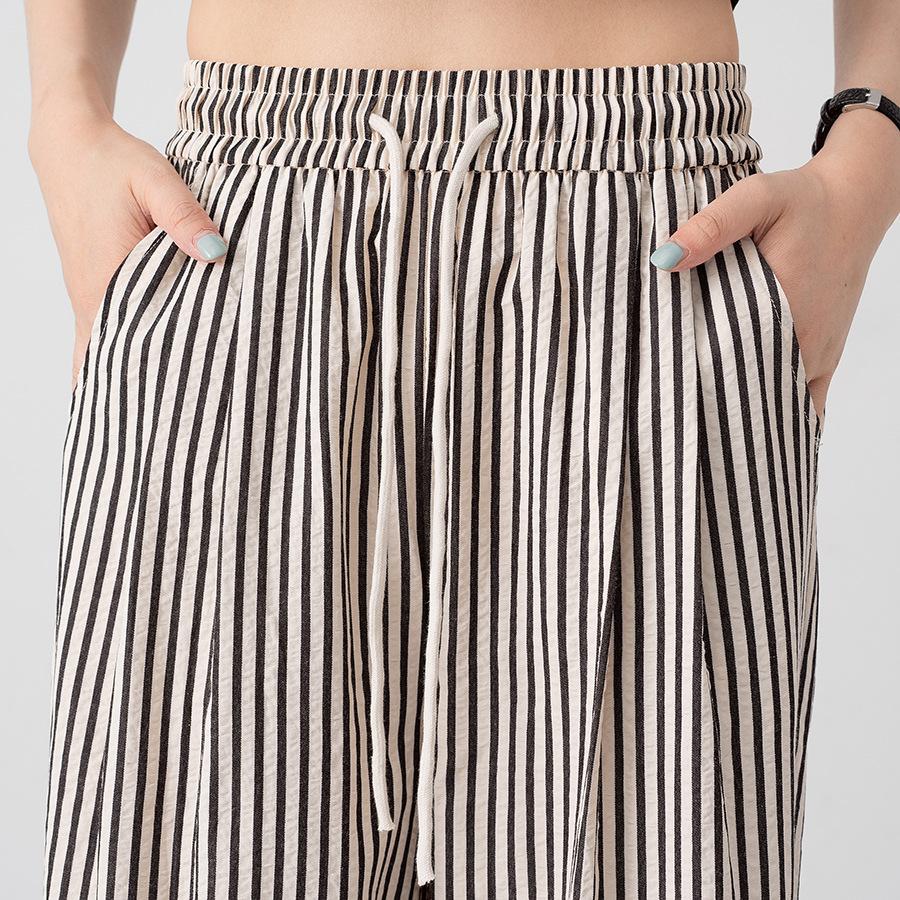 Elastic Waist Casual Pants Lazy Striped Wide-leg Lengthened Pants for Daily Walks L чорний/білий
Elastic Waist Casual Pants Lazy Striped Wide-leg Lengthened Pants for Daily Walks L чорний/білий