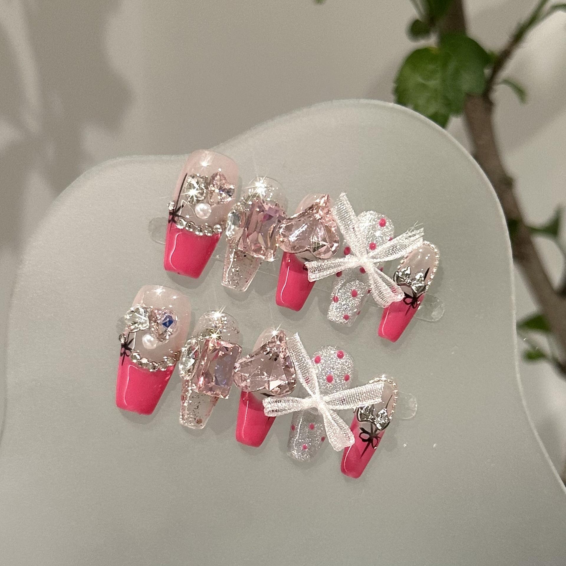 Quick Nails Pink Handmade Wearing Nail Rose Pink French Nail Art Lace Bow Love Big Diamond Wearing Bridal Nail Stickers XS
Quick Nails Pink Handmade Wearing Nail Rose Pink French Nail Art Lace Bow Love Big Diamond Wearing Bridal Nail Stickers XS