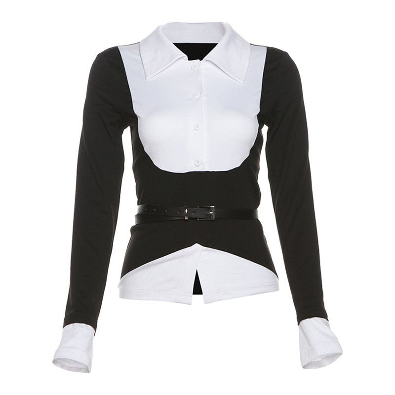 2024 Cross-Border European and American Style Autumn New Women s Fashion Solid Color Slim Fit Street Fashion Lapel Long-Sleeve Faux Two-Piece Top Black S
2024 Cross-Border European and American Style Autumn New Women s Fashion Solid Color Slim Fit Street Fashion Lapel Long-Sleeve Faux Two-Piece Top Black S