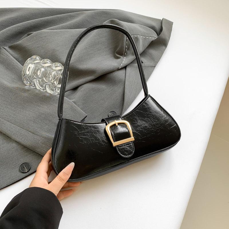 2024 летняя новая тенденция модная ретро сумка подмышкой нишевая дизайнерская сумка через плечо простая модная сумка-мессенджер чёрный