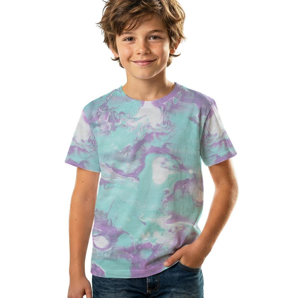Boys fresh lake green intertwined purple flowing texture T-shirt short-sleeved big children s colorful summer clothes 100
Boys fresh lake green intertwined purple flowing texture T-shirt short-sleeved big children s colorful summer clothes 100