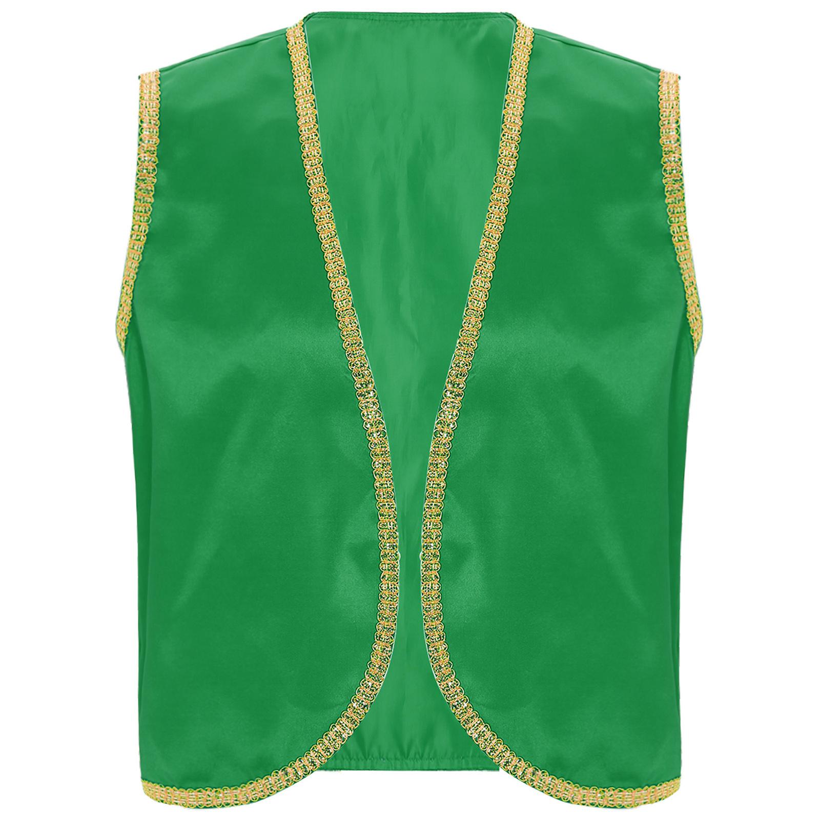 Чоловічий костюм арабського принца, атласний жилет із блискучим золотим оздобленням, відкритий спереду, вигнутий жилет S зелений
Чоловічий костюм арабського принца, атласний жилет із блискучим золотим оздобленням, відкритий спереду, вигнутий жилет S зелений