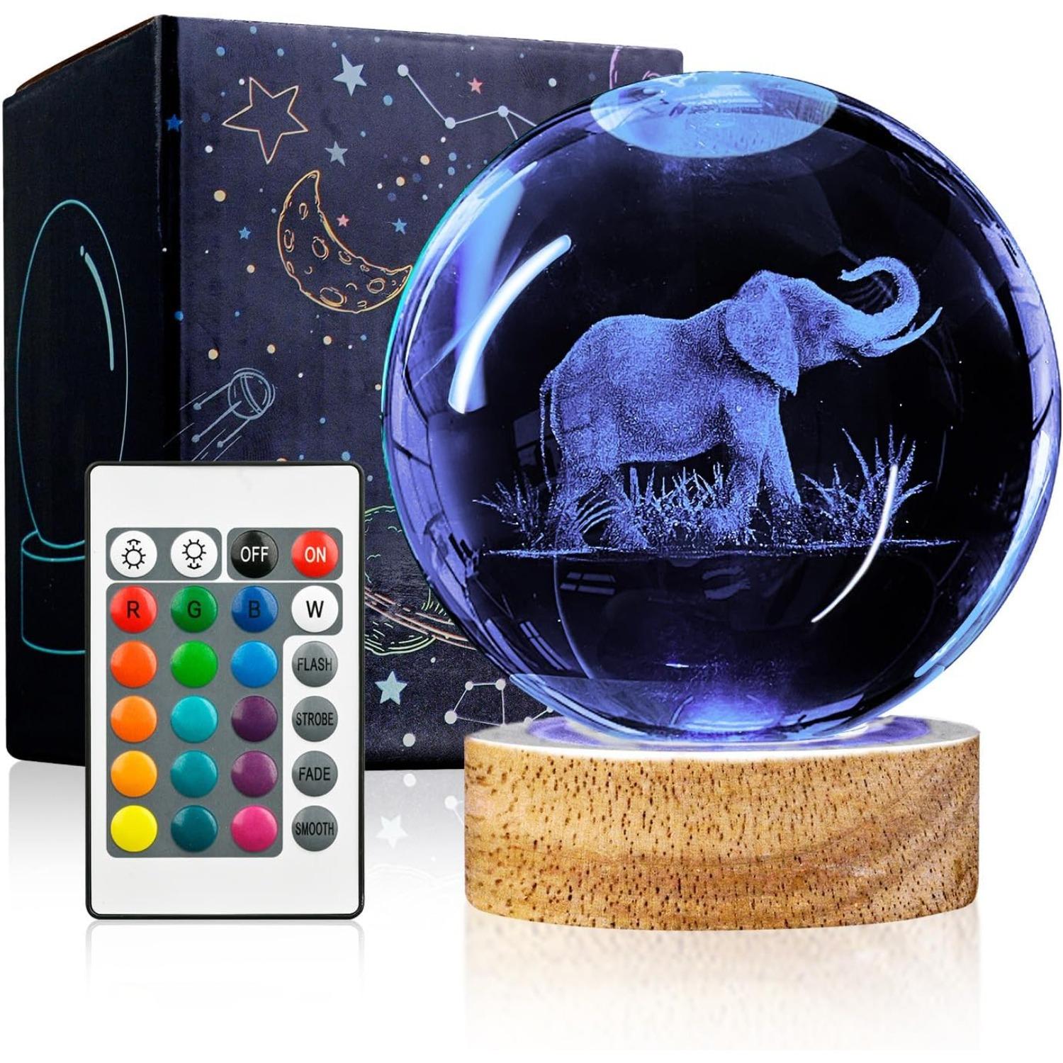 3D Elephant Crystal Ball Night Light With Wooden Base, 3.15 Glass Lamp With 16 Colors, Cool Desk Decor Gifts for Women, Kids, Friends, Adults фіолетовий
3D Elephant Crystal Ball Night Light With Wooden Base, 3.15 Glass Lamp With 16 Colors, Cool Desk Decor Gifts for Women, Kids, Friends, Adults фіолетовий