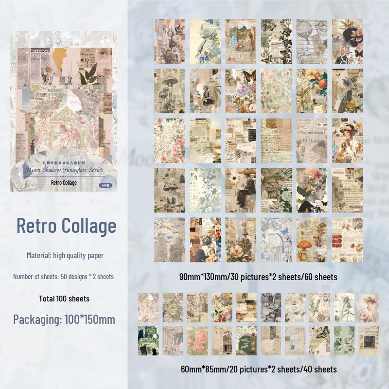 Retro Paper Moon Shadow Hourglass Series: 4 Styles, Large Capacity (100 Sheets) for Journaling & Collage
Retro Paper Moon Shadow Hourglass Series: 4 Styles, Large Capacity (100 Sheets) for Journaling & Collage