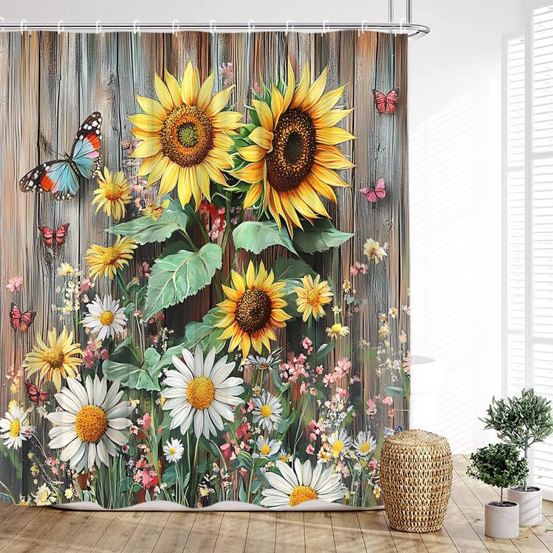 Rustic Sunflower Shower Curtain Farmhouse Floral Butterfly Daisy Vintage Spring Flowers Wooden Plank Country Home Bathroom Decor W60H190(CM)-1 Pcs
Rustic Sunflower Shower Curtain Farmhouse Floral Butterfly Daisy Vintage Spring Flowers Wooden Plank Country Home Bathroom Decor W60H190(CM)-1 Pcs