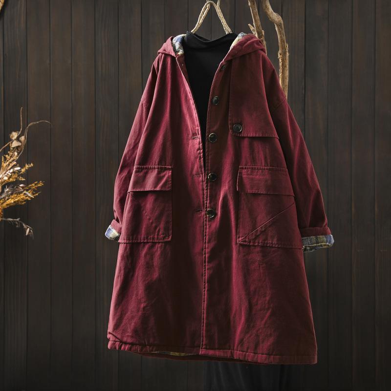 Johnature Women Vintage Hooded Button Winter Coats Solid Color Patchwork Pockets Warm Long Coats One Size червоний
Johnature Women Vintage Hooded Button Winter Coats Solid Color Patchwork Pockets Warm Long Coats One Size червоний
