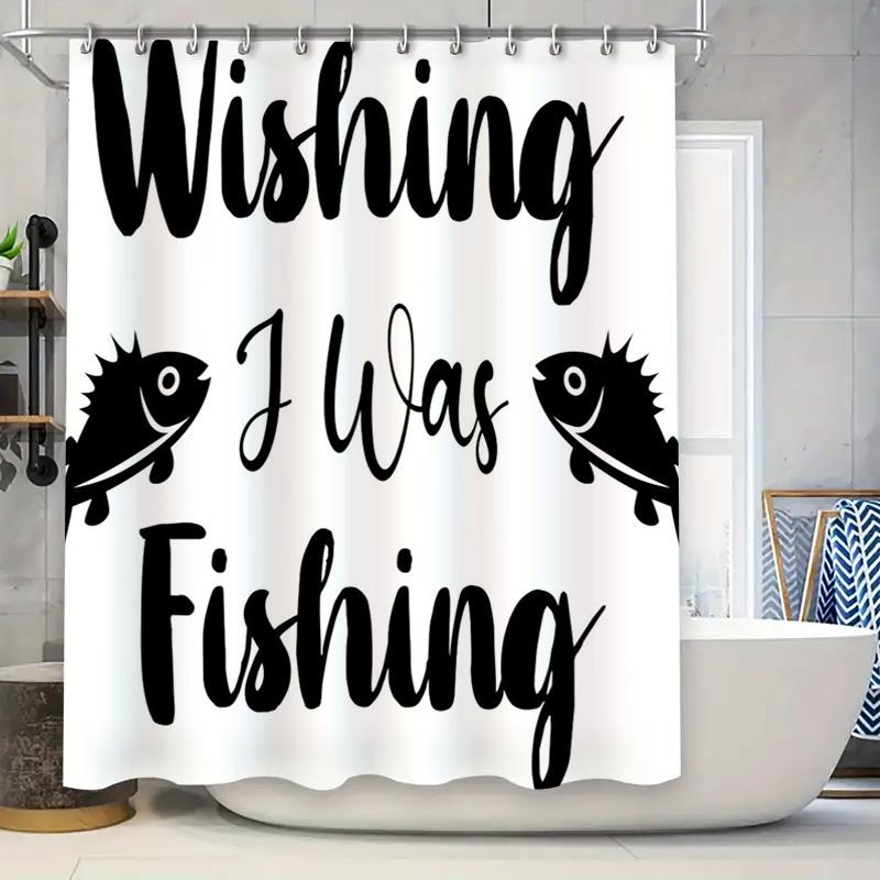 Romantic Black White Shower Curtain For Bathroom Decor Creative Fish Design Wishing I Was Fishing Shown In Bath W60H190(CM)-1 Pcs
Romantic Black White Shower Curtain For Bathroom Decor Creative Fish Design Wishing I Was Fishing Shown In Bath W60H190(CM)-1 Pcs