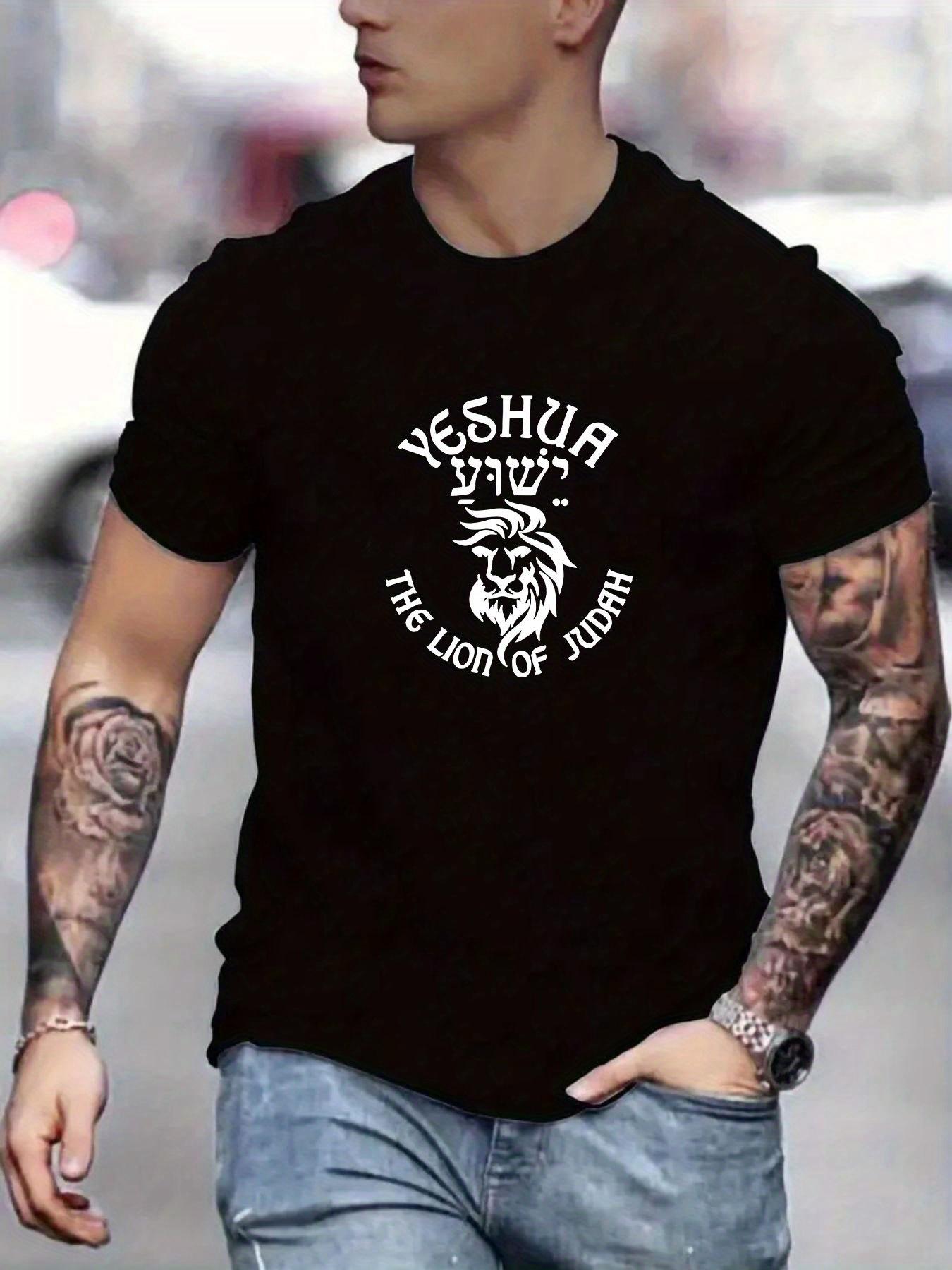 European Size Men s Casual Crew Neck T-Shirt with Yeshua Lion of Judah Print - Summer Fashion Short Sleeve Knit Blend Tee with Slight Stretch S чёрный
European Size Men s Casual Crew Neck T-Shirt with Yeshua Lion of Judah Print - Summer Fashion Short Sleeve Knit Blend Tee with Slight Stretch S чёрный