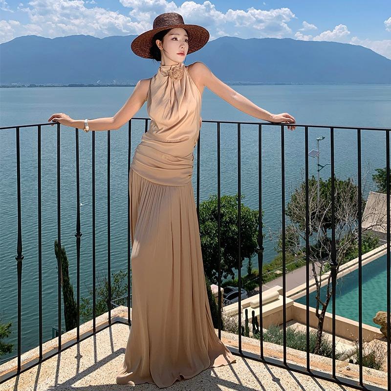 French High-end Sleeveless Swinging Neck Dress Women s Summer Seaside Vacation Sexy Backless Waist Mopping Long Dress S абрикосовый
French High-end Sleeveless Swinging Neck Dress Women s Summer Seaside Vacation Sexy Backless Waist Mopping Long Dress S абрикосовый