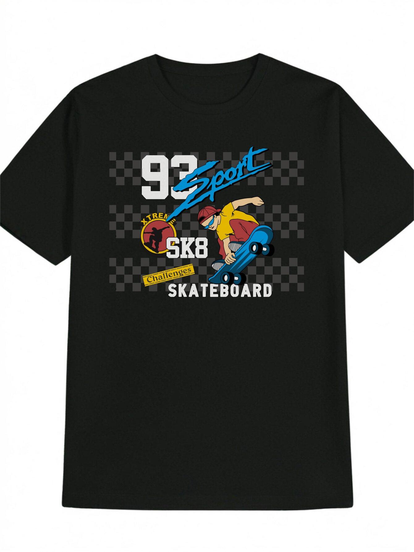Casual Skateboard Graphic T-shirt - Black Sport Print with 93 Number Design XXL
Casual Skateboard Graphic T-shirt - Black Sport Print with 93 Number Design XXL