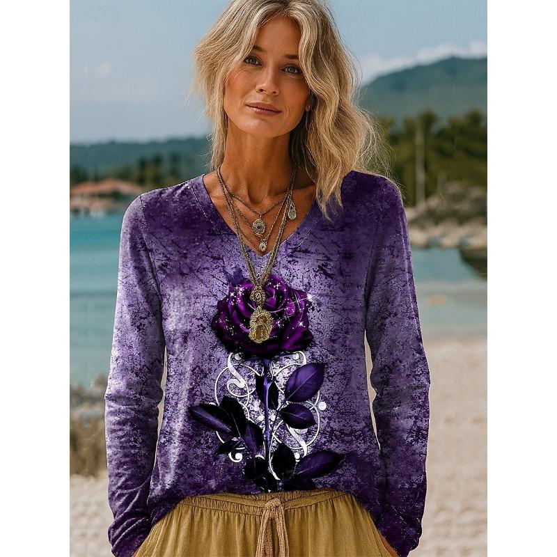 Women s Retro T-Shirts Floral Graphic Tees Fashion Stylish Long Sleeve T-shirts V-Neck Regular Tops Casual Pullover For Fall S
Women s Retro T-Shirts Floral Graphic Tees Fashion Stylish Long Sleeve T-shirts V-Neck Regular Tops Casual Pullover For Fall S