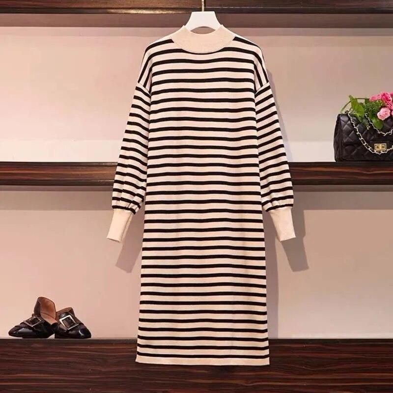 Вязаное платье с высоким воротником, женский свитер в полоску с длинным рукавом, свободное платье с разрезом внизу, Harajuku, осень-зима L абрикосовый
Вязаное платье с высоким воротником, женский свитер в полоску с длинным рукавом, свободное платье с разрезом внизу, Harajuku, осень-зима L абрикосовый