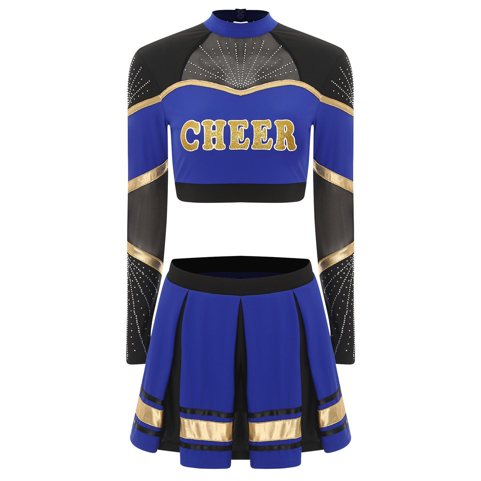 Жіночий набір танцювального одягу для чирлідингу з довгим рукавом, кроп-топ з паєтками, плісирована спідниця, уніформа для чирлідингу, костюм S
Жіночий набір танцювального одягу для чирлідингу з довгим рукавом, кроп-топ з паєтками, плісирована спідниця, уніформа для чирлідингу, костюм S