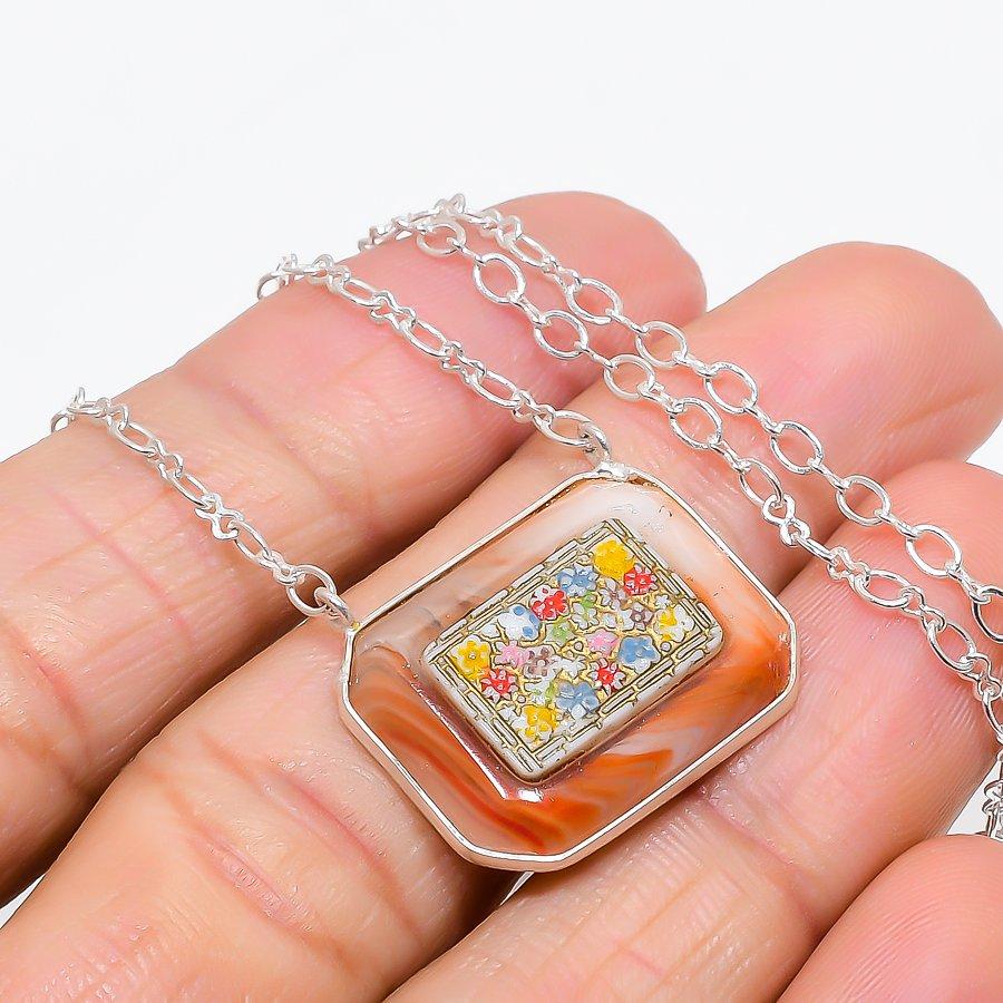 Orange Lace Agate Gemstone 925 Sterling Silver Jewelry Necklace 20 KJ-637
Orange Lace Agate Gemstone 925 Sterling Silver Jewelry Necklace 20 KJ-637