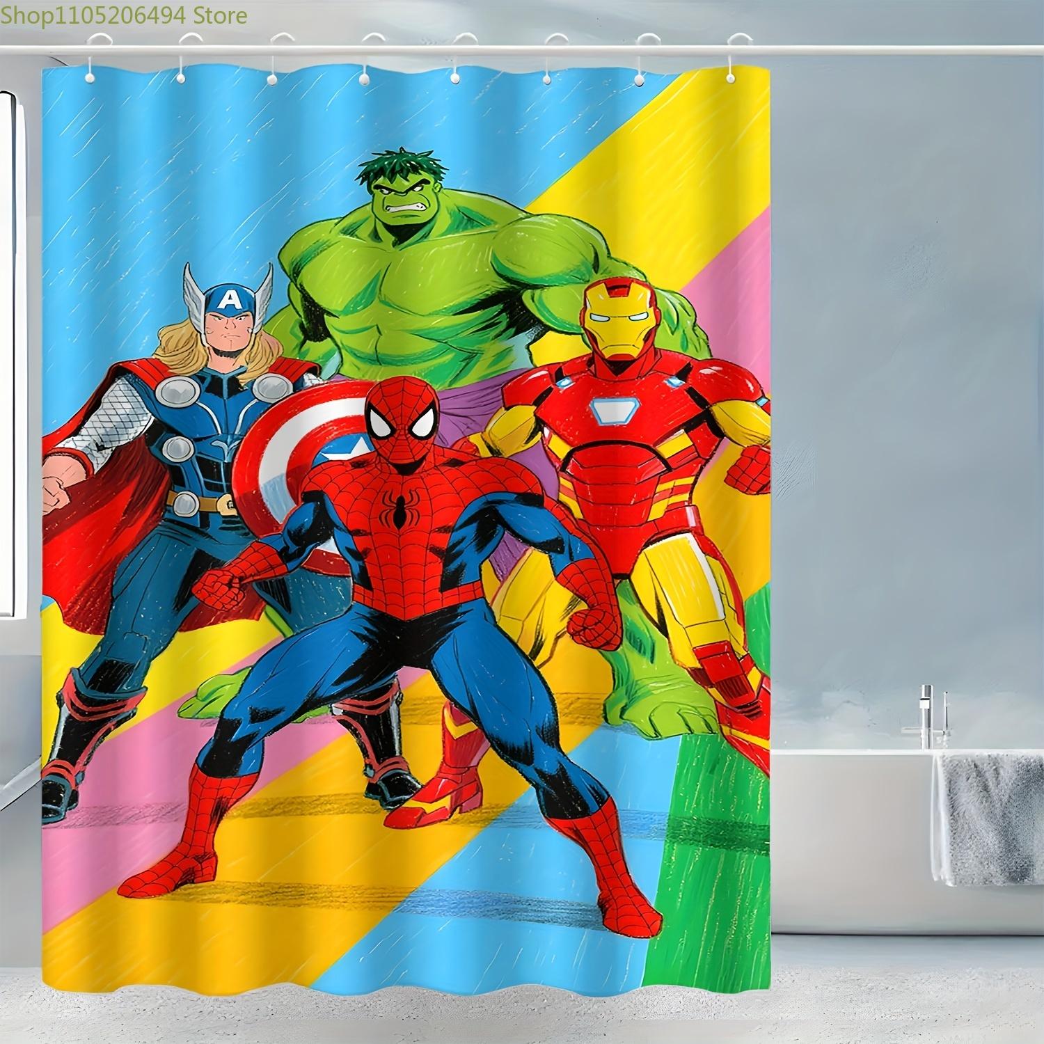 A Printed Shower Curtain Featuring a Superhero Ensemble of Man, Spider-Man, Thor, And The Hulk. Made from Durable Polyester Fa 90x180cm
A Printed Shower Curtain Featuring a Superhero Ensemble of Man, Spider-Man, Thor, And The Hulk. Made from Durable Polyester Fa 90x180cm