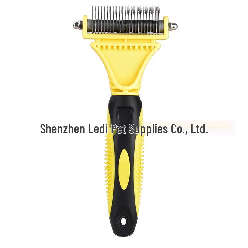 Double-Sided Pet Grooming Comb, Stainless Steel Hair Removal & Knot Opener, Dog Comb and Rake for Tangle-Free Fur Yellow-Black
Double-Sided Pet Grooming Comb, Stainless Steel Hair Removal & Knot Opener, Dog Comb and Rake for Tangle-Free Fur Yellow-Black